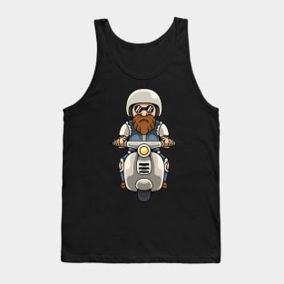 Bearded Man Riding Scooter Tank Top